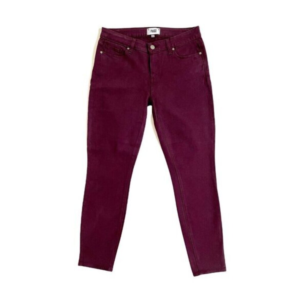 Paige Verdugo Ankle Skinny Jeans Vamp Red Burgundy Ankle Stretch Sz 30 New